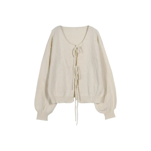 V-Neck Bow Tie Knit Cardigan – Autumn Layering Essential - Women’s Clothing & Accessories - Cardigan - 2