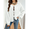 V-Neck Bow Tie Knit Cardigan – Autumn Layering Essential - Women’s Clothing & Accessories - Cardigan - 5