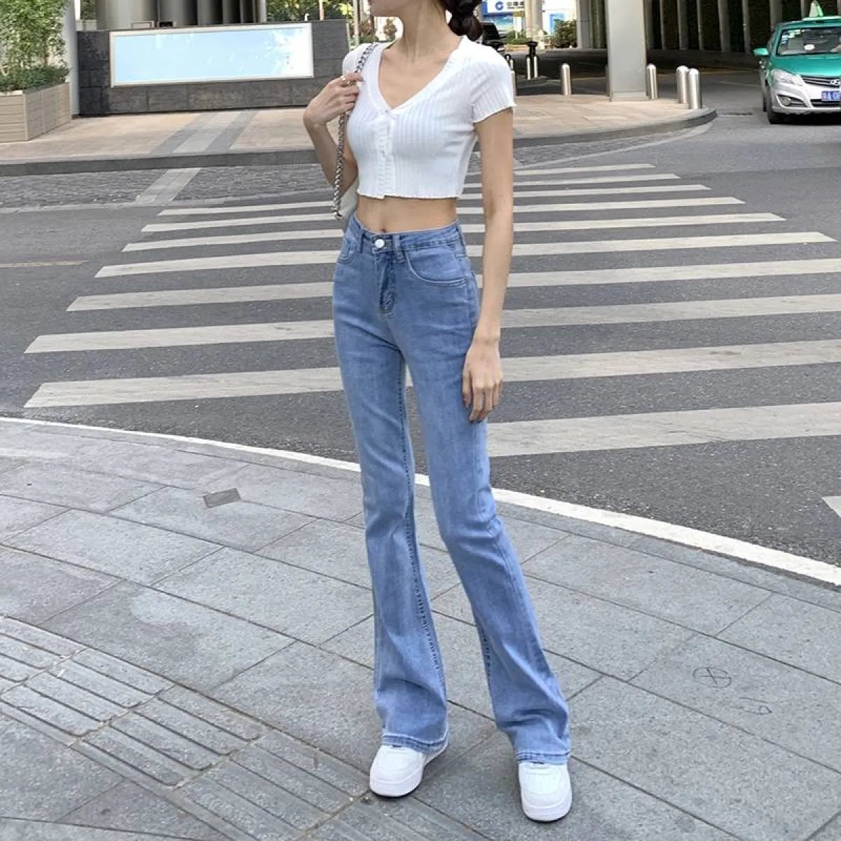 Elastic Boyfriend Style Denim Jeans - Bottoms - 10