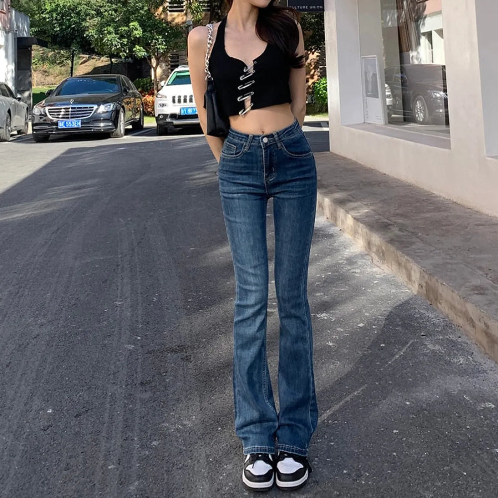 Elastic Boyfriend Style Denim Jeans - Bottoms - 1