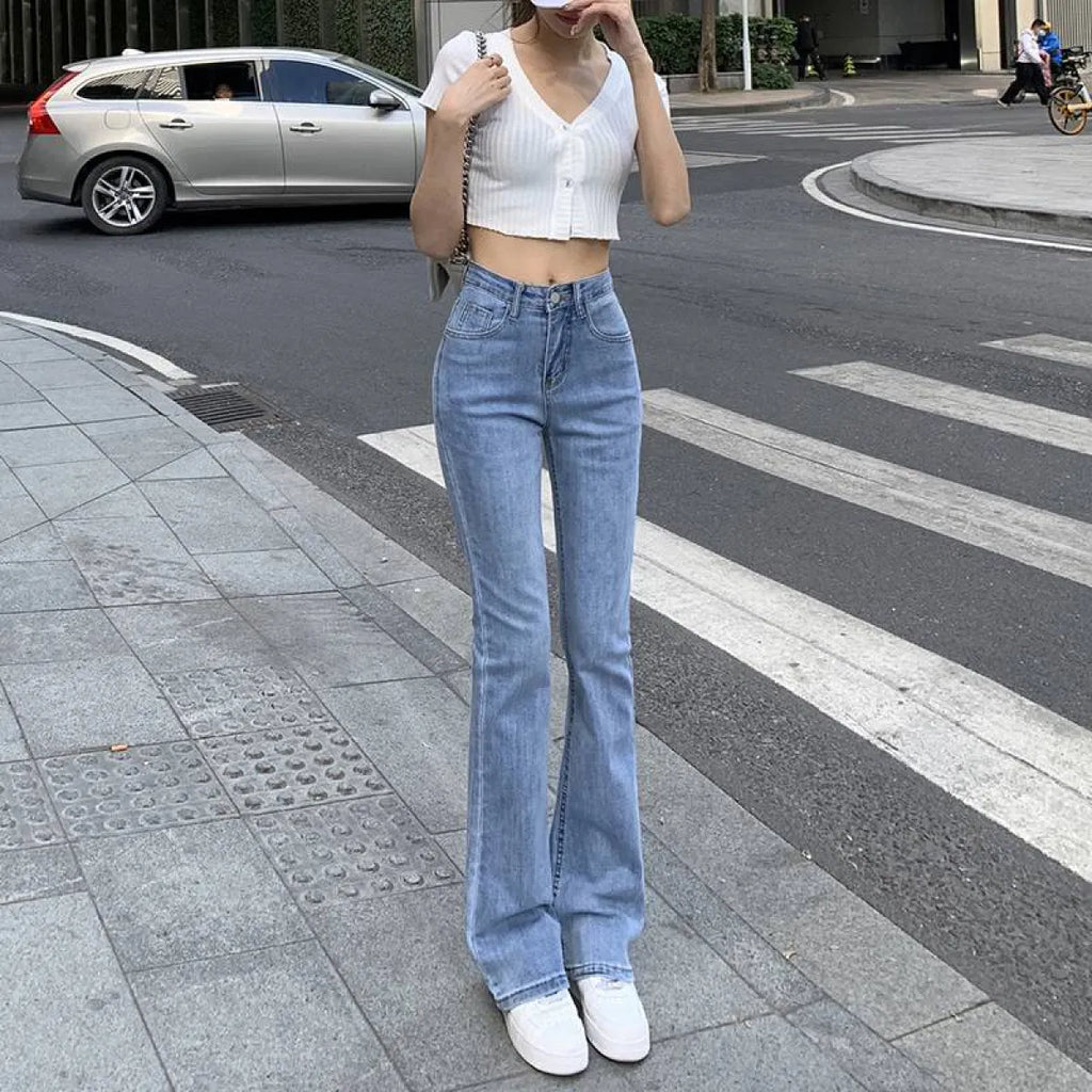 Elastic Boyfriend Style Denim Jeans - Bottoms - 9