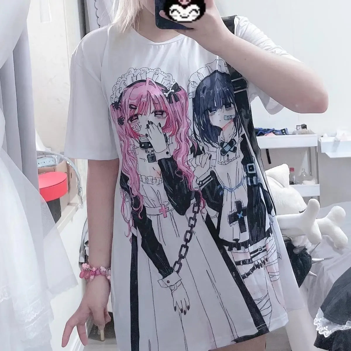 Breezy Loose Cartoon Print Shirt - T-Shirts - Women T-shirts - 12