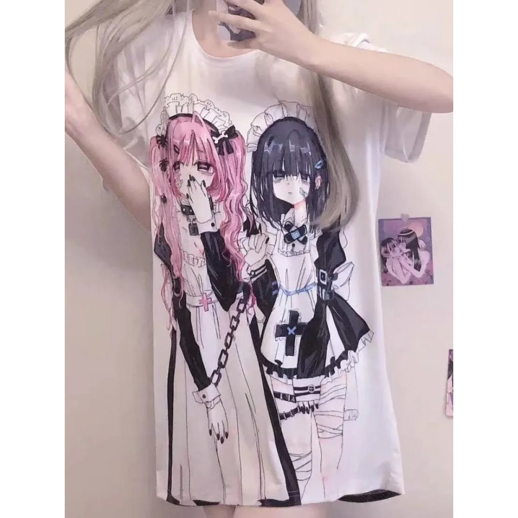 Breezy Loose Cartoon Print Shirt - T-Shirts - Women T-shirts - 3