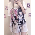 Breezy Loose Cartoon Print Shirt - T-Shirts - Women T-shirts - 7