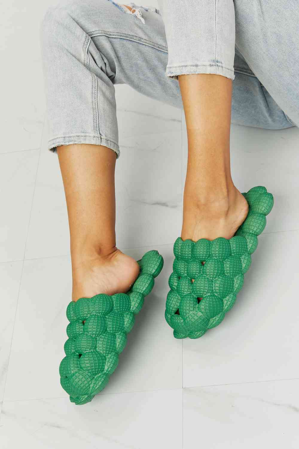 Laid Back Bubble Slides in Green - Accessories - Shoes - 4 - 2024