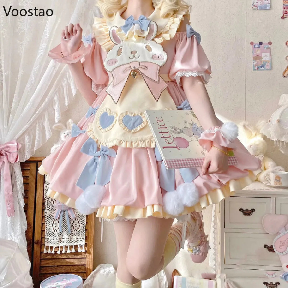 Pastel Lolita Bunny Bow Dress - All Dresses - Lolita Dress - 10