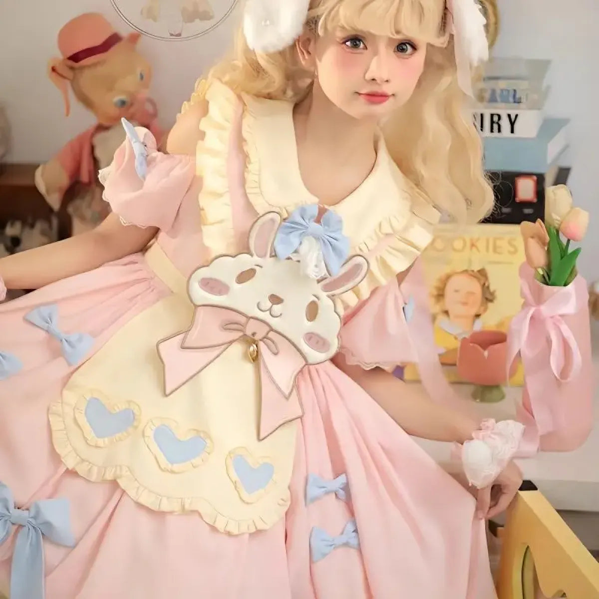 Pastel Lolita Bunny Bow Dress - All Dresses - Lolita Dress - 14