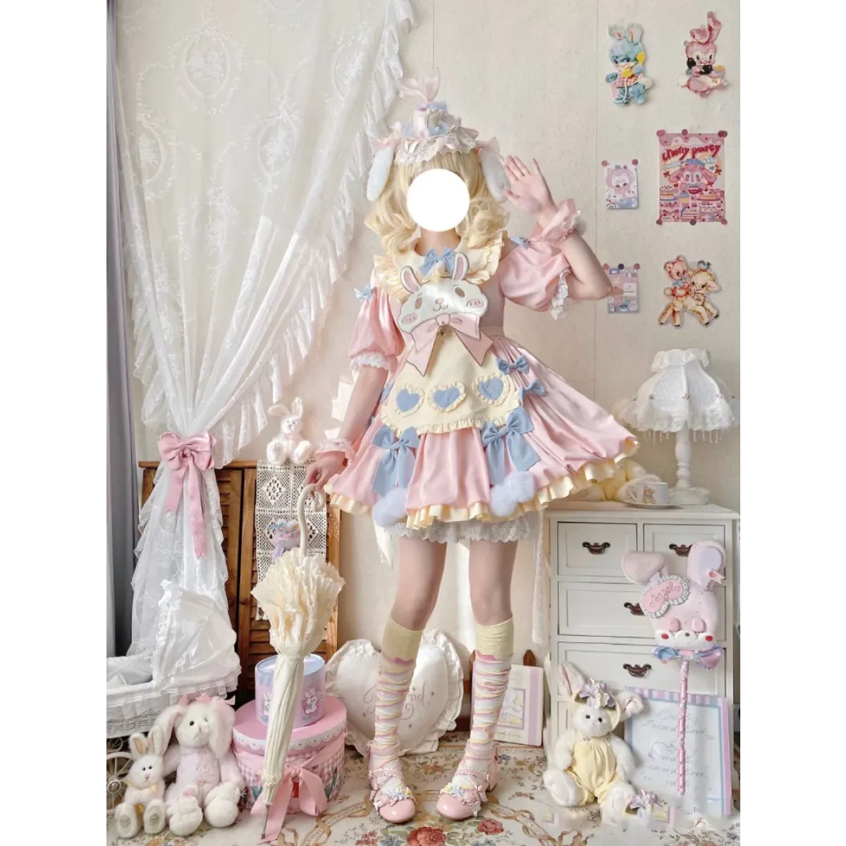 Pastel Lolita Bunny Bow Dress - All Dresses - Lolita Dress - 16