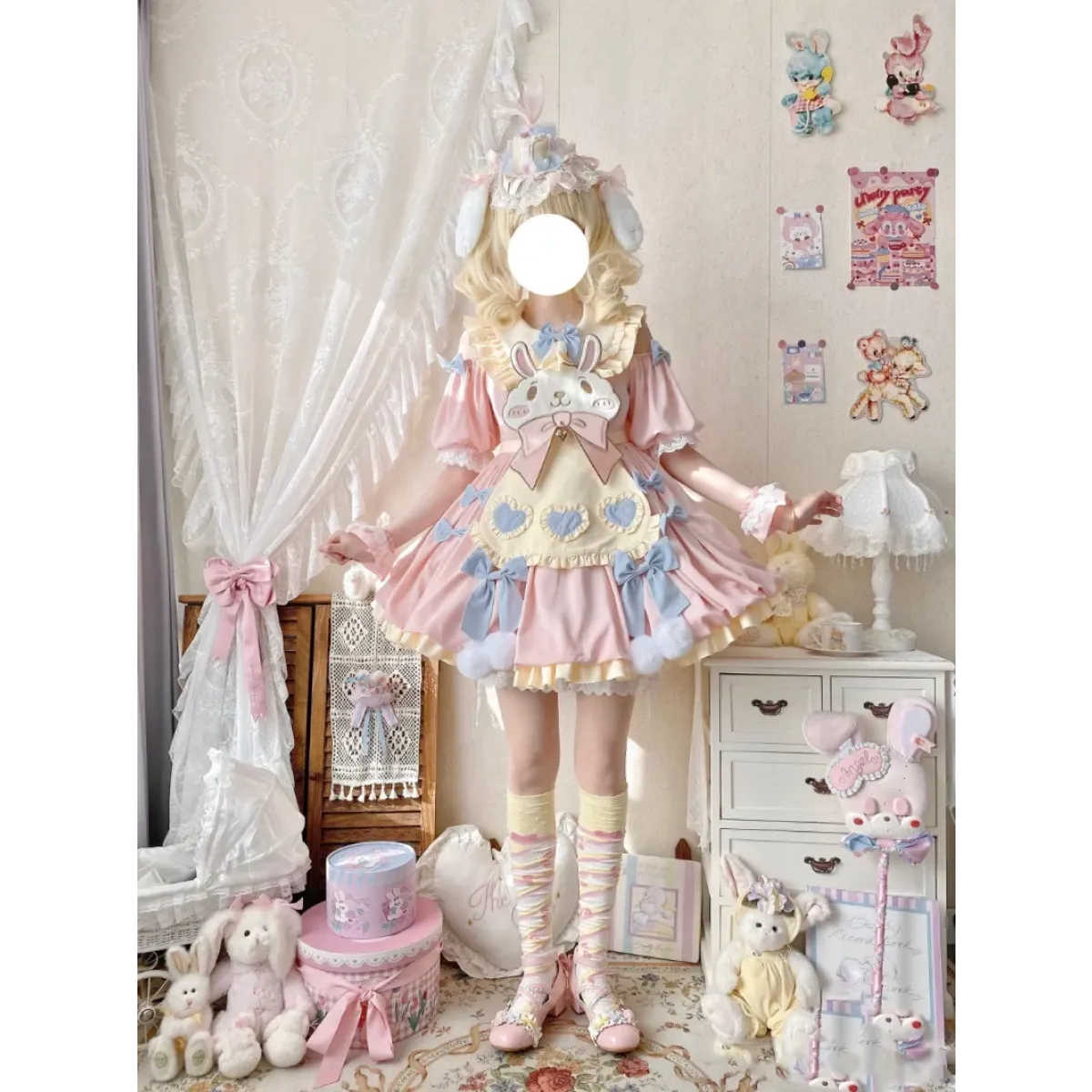 Pastel Lolita Bunny Bow Dress - All Dresses - Lolita Dress - 21