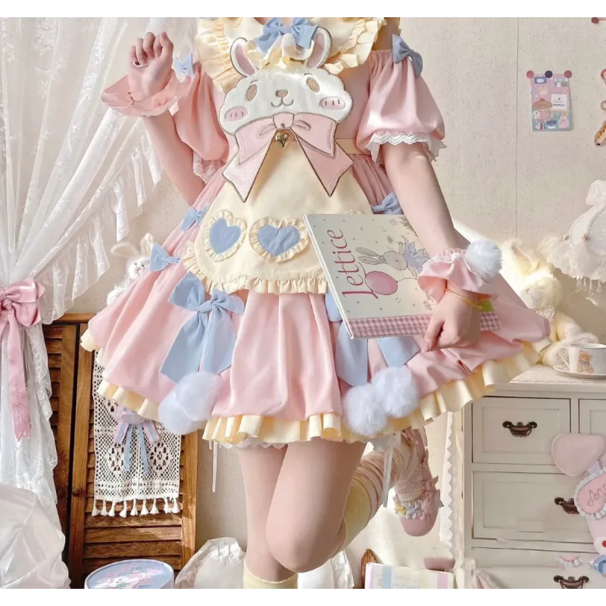 Pastel Lolita Bunny Bow Dress - All Dresses - Lolita Dress - 3