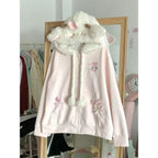 Kawaii Bunny Ear Lace-Up Hooded Zip Jacket - Women’s Clothing & Accessories - Hoodie - 5