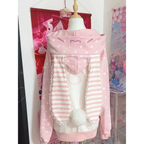 Kawaii Bunny Ear Lace-Up Hooded Zip Jacket - Women’s Clothing & Accessories - Hoodie - 6