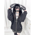 Kawaii Bunny Ear Lace-Up Hooded Zip Jacket - Women’s Clothing & Accessories - Hoodie - 1