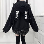 Lace Bunny Ear Patchwork Hoodie Jacket - Hoodies & Sweatshirts - Hoodie - 3