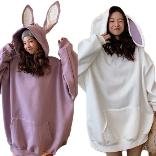 Bunny Ear Women’s Hoodie - Cute Rabbit Long Sleeve Top - Women’s Clothing & Accessories - 1