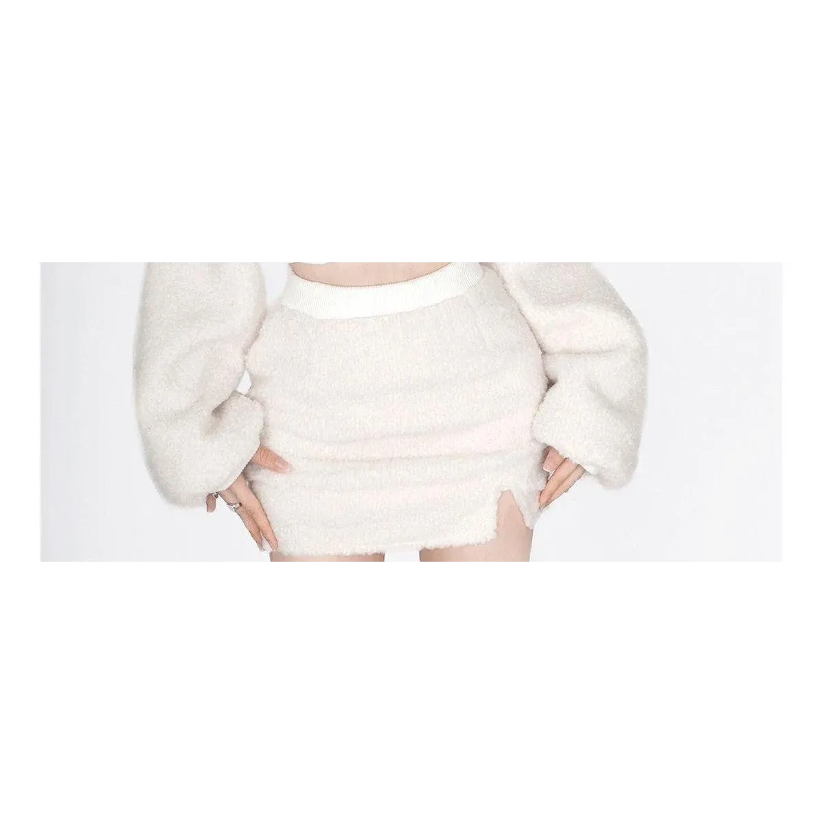 Fluffy Bunny Ear Hoodie & Bodycon Skirt Set - Bottoms - Sets / Co-ords - 7