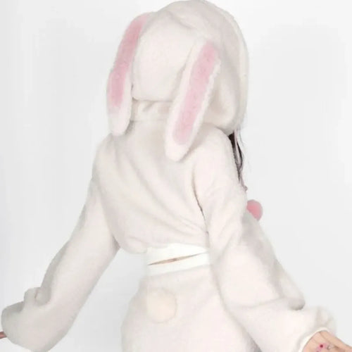 Fluffy Bunny Ear Hoodie & Bodycon Skirt Set - Bottoms - Sets / Co-ords - 2