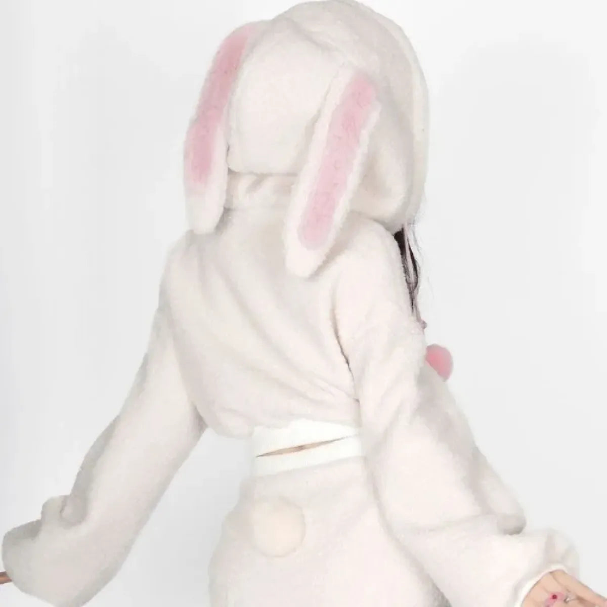 Fluffy Bunny Ear Hoodie & Bodycon Skirt Set - Bottoms - Sets / Co-ords - 8