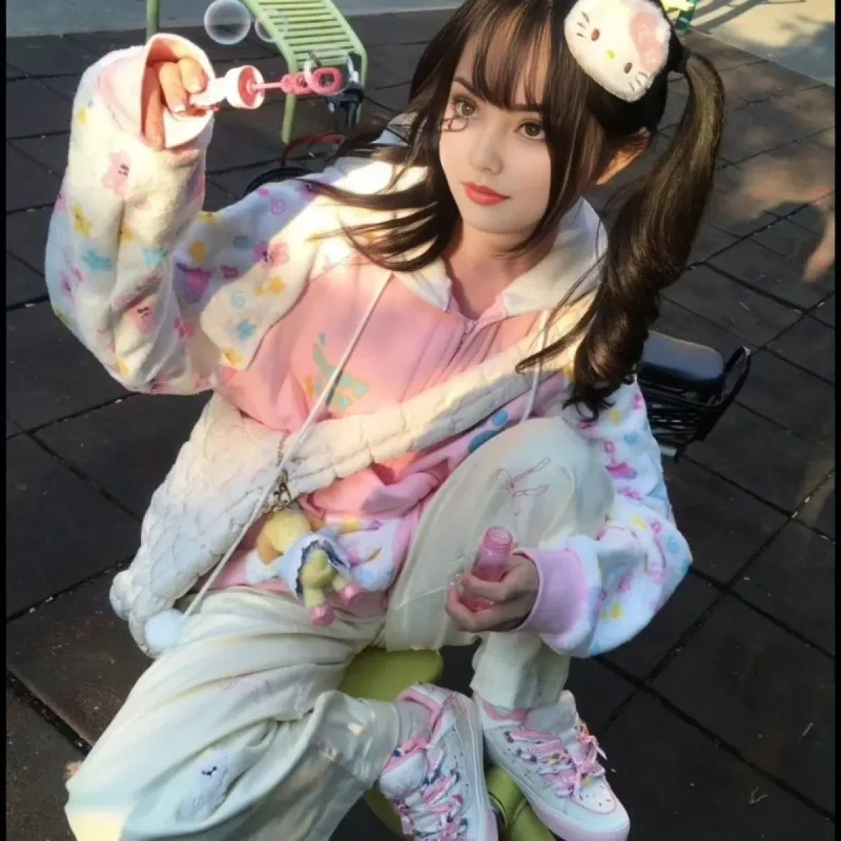 Kawaii Harajuku Zip Hoodie with Bunny Ears - Hoodies & Sweatshirts - Hoodie - 3