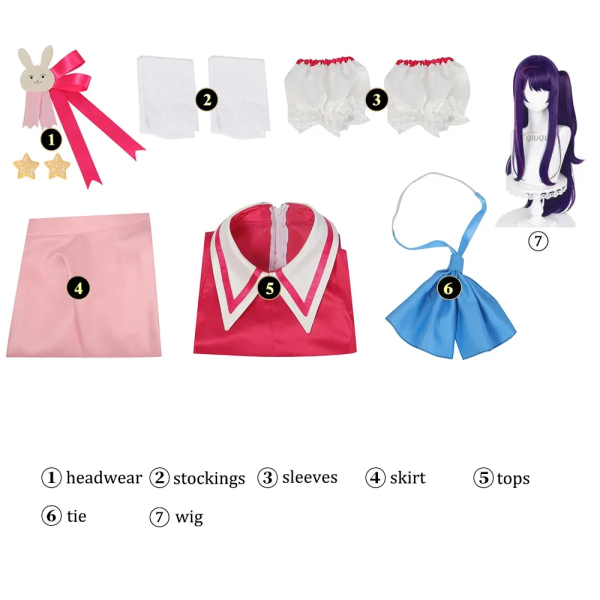 Ai Hoshino Idol Cosplay Dress with Bunny Hairpin - All Dresses - Cosplay - 3