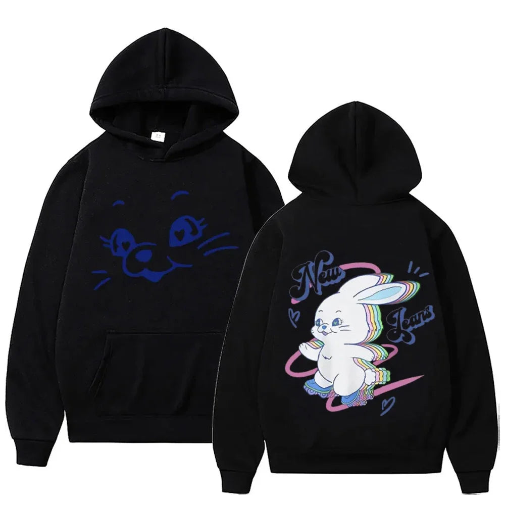 Bunny Kawaii Sweatshirt - Cartoon Print Hoodie for Men & Women - Black6 / S - T-Shirts - Shirts & Tops - 26 - 2024