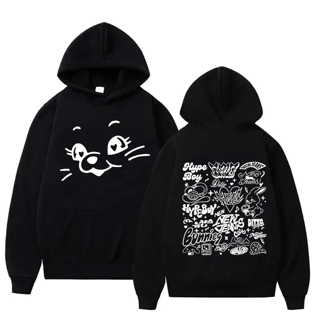 Bunny Kawaii Sweatshirt - Cartoon Print Hoodie for Men & Women - Black5 / S - T-Shirts - Shirts & Tops - 24 - 2024