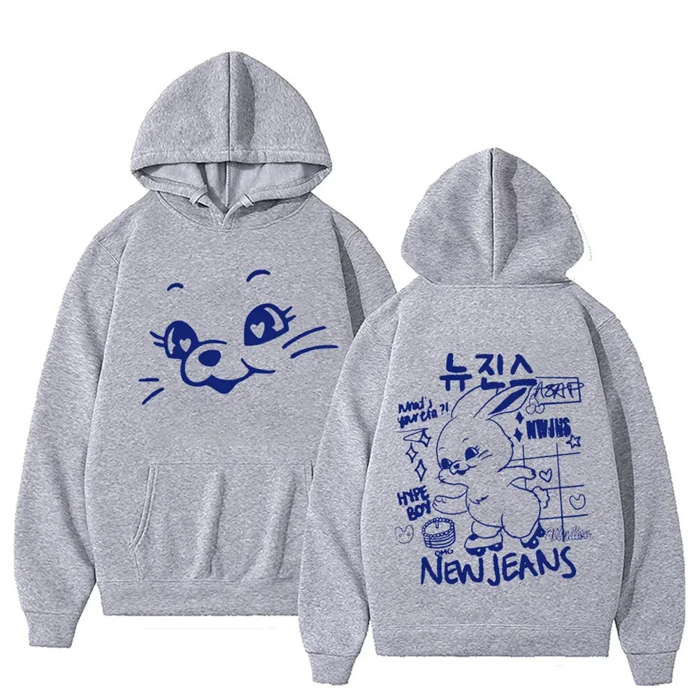 Bunny Kawaii Sweatshirt - Cartoon Print Hoodie for Men & Women - Gray4 / S - T-Shirts - Shirts & Tops - 21 - 2024