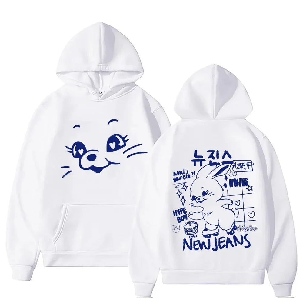 Bunny Kawaii Sweatshirt - Cartoon Print Hoodie for Men & Women - White4 / S - T-Shirts - Shirts & Tops - 18 - 2024