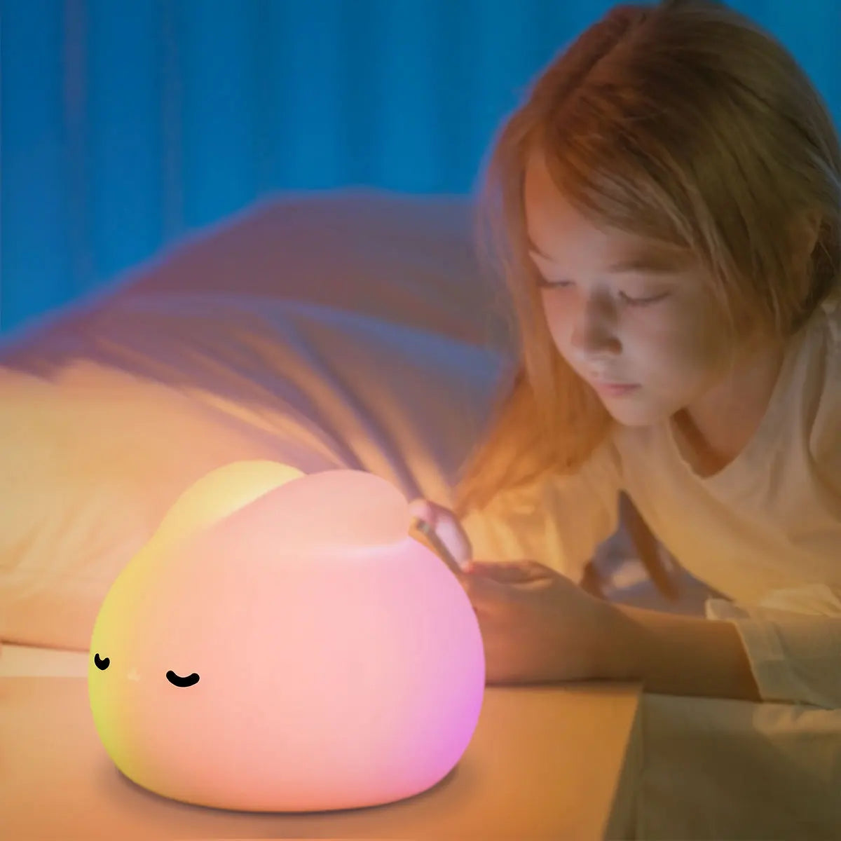 Bunny Silicone Night Light – Soft LED Lamp for Kids Room Nursery or Gifts - Multicolored / USB Plug / Nearest