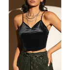 Butterfly Embroidery Mesh Velvet Cami - Camis & Tops - 2