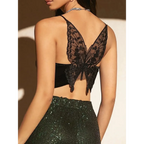 Butterfly Embroidery Mesh Velvet Cami - Camis & Tops - 4