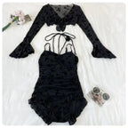 Butterfly Glitter Swimsuit – Kpop 3D Flower 3PCS Mesh Set - Tops & Tees - Long - Swimwear - 6