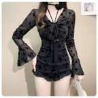 Butterfly Glitter Swimsuit – Kpop 3D Flower 3PCS Mesh Set - Tops & Tees - Long - Swimwear - 5