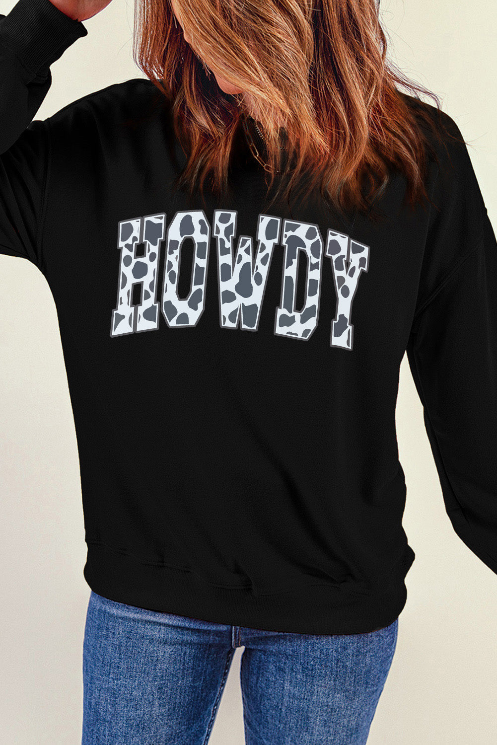 Round Neck Long Sleeve Howdy Graphic Sweatshirt - T-Shirts - Shirts & Tops - 3 - 2024