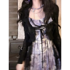 Vintage Butterfly Mesh Dress & Lace-Up Sheer Coat Set - All Dresses - Sets / Co-ords - 2