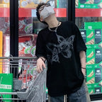 Butterfly Print Off-Shoulder Couples Tee - T-Shirts - T-Shirt - 5