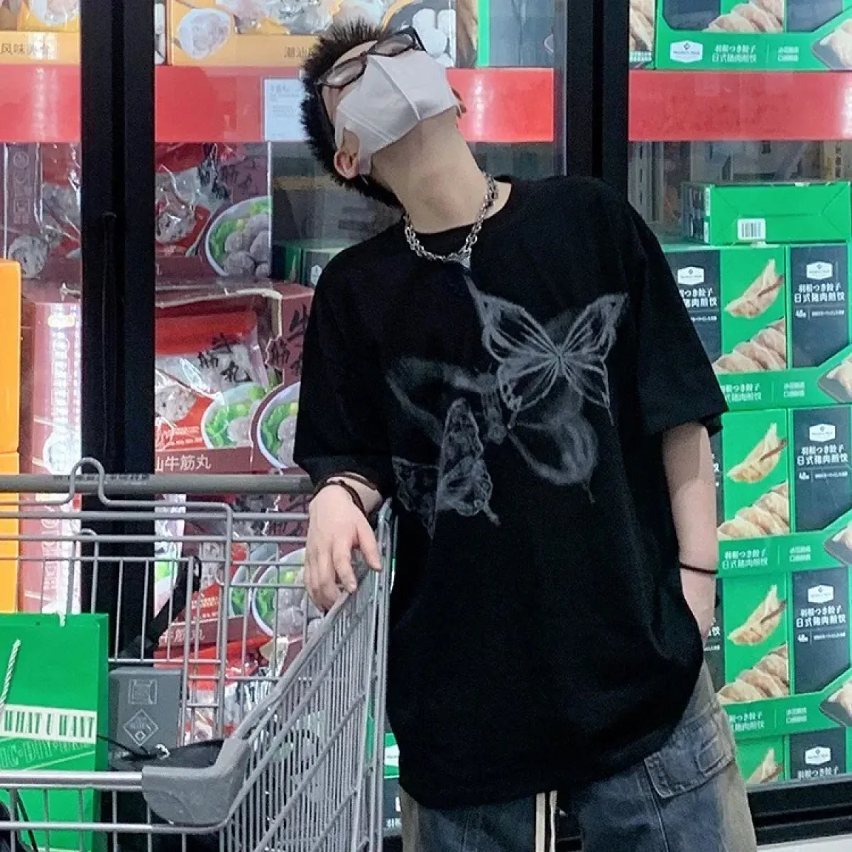 Butterfly Print Off-Shoulder Couples Tee - T-Shirts - T-Shirt - 5