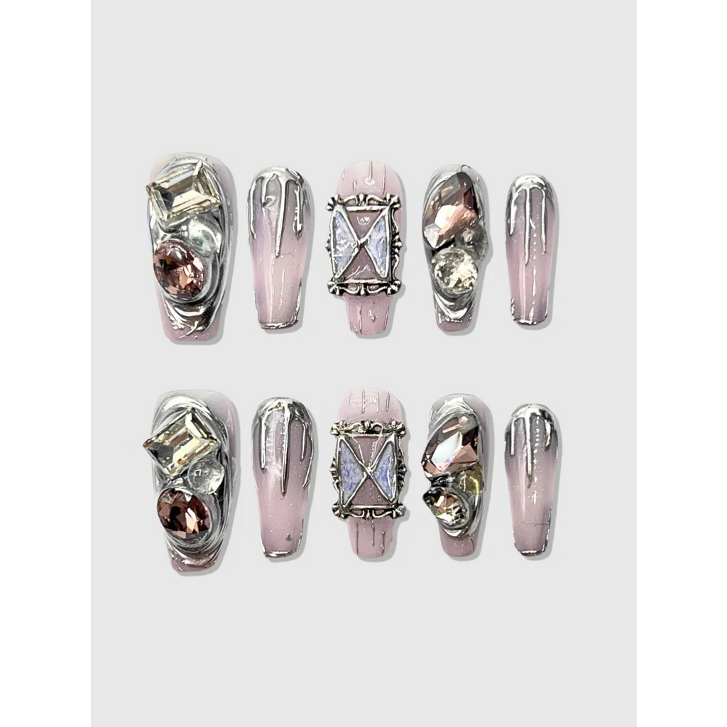 Butterfly Trap 3D Gemstone Press-On Nails - Harajuku Style - Cosmetics - 1
