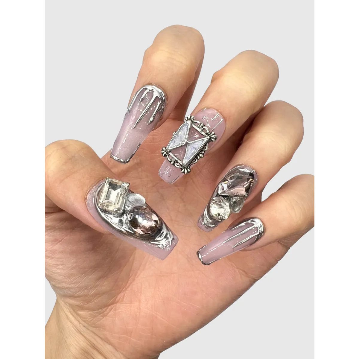 Butterfly Trap 3D Gemstone Press-On Nails - Harajuku Style - Cosmetics - 3