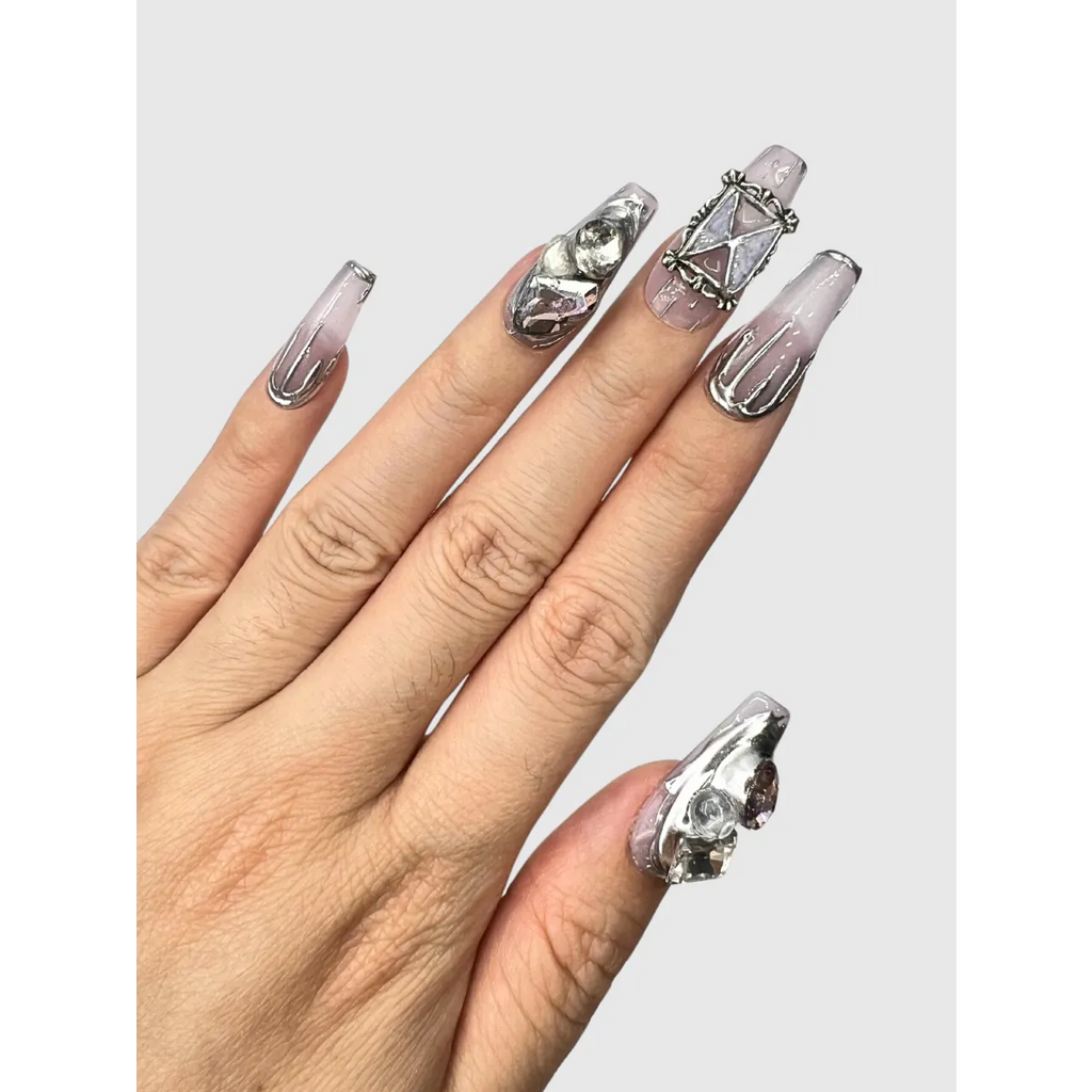 Butterfly Trap 3D Gemstone Press-On Nails - Harajuku Style - Cosmetics - 2