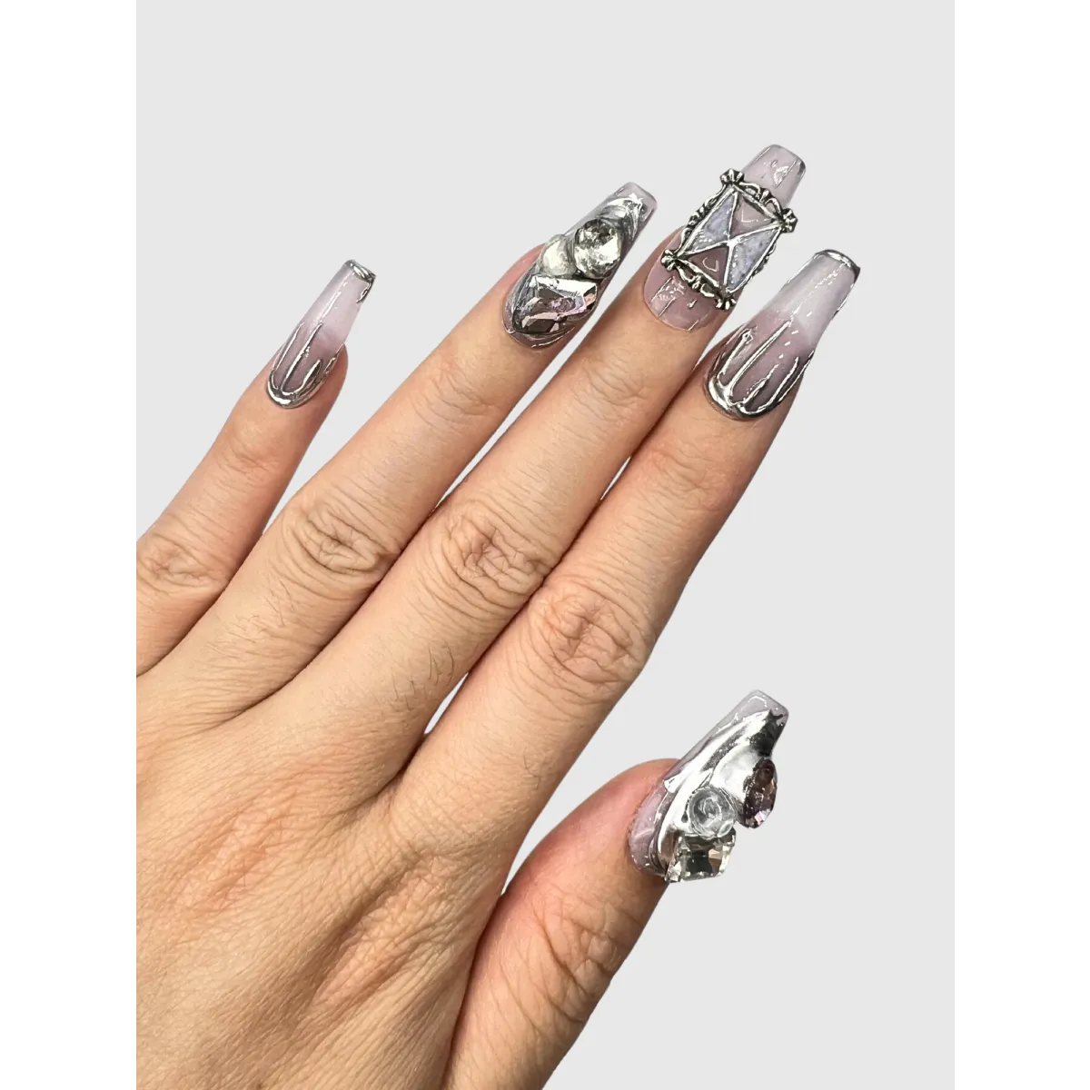 Butterfly Trap 3D Gemstone Press-On Nails - Harajuku Style - Cosmetics - 2