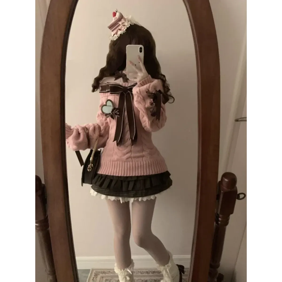 Off-Shoulder Bow Knit Sweater – Lolita E-Girl Style - Sweaters - Women’s Sweaters - 4