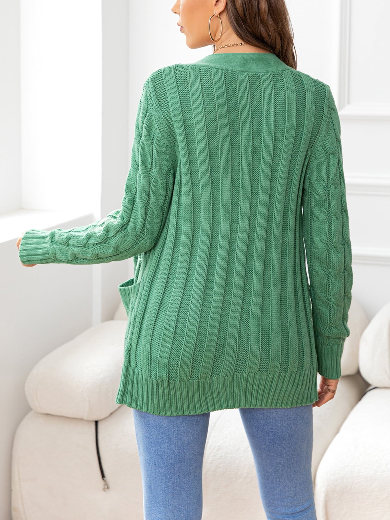 Button Down Cable-Knit Cardigan - Women’s Clothing & Accessories - Shirts & Tops - 24 - 2024