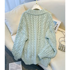 Harajuku Oversized Pink V-Neck Knit Sweater - Sweaters - Sweater / Pullover - 2