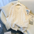Harajuku Oversized Pink V-Neck Knit Sweater - Sweaters - Sweater / Pullover - 4