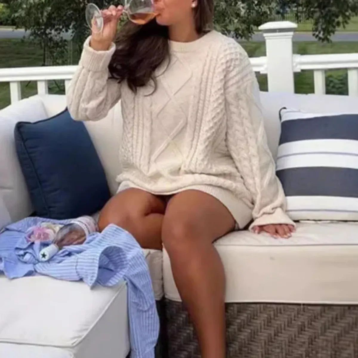 Vintage Oversized Cable Knit Pullover Sweater - Sweaters - Sweaters - 1