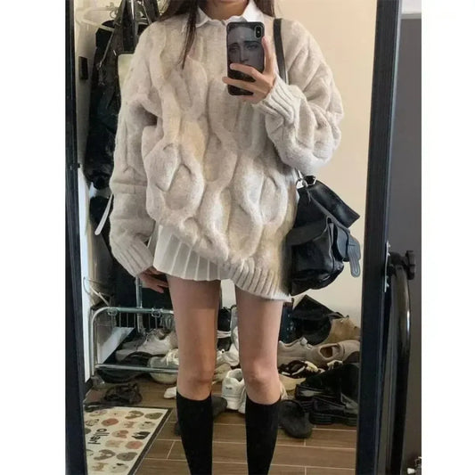 Preppy Vintage Cable Knit Sweater - Sweaters - Sweaters - 2