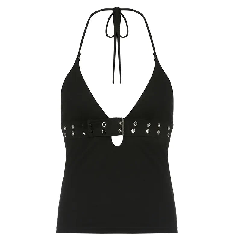 Buckle Halter Top - Sexy Backless Fashion - Black / M - Camis & Tops - Shirts & Tops - 4 - 2024