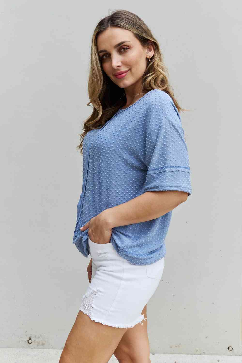Cater 2 You Swiss Dot Reverse Stitch Short Sleeve Top - Camis & Tops - Shirts & Tops - 3 - 2024