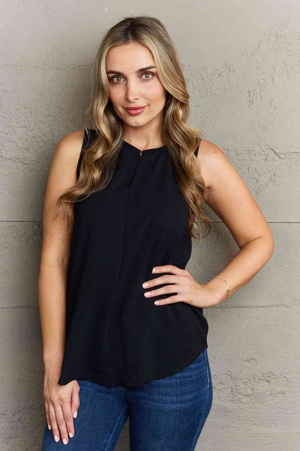 First Glance Sleeveless Neckline Slit Top - Black / S - Camis & Tops - Shirts & Tops - 1 - 2024